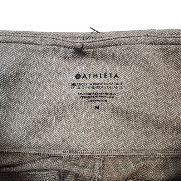 Athleta Delancey Herringbone Tight Leggings Womens Medium M Tan Casual 0101X - Picture 4 of 7